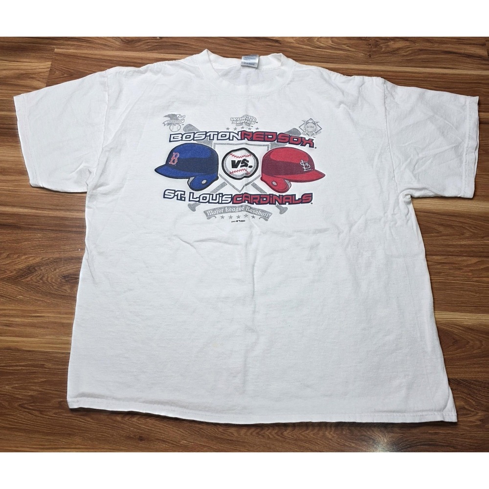 Vintage Boston Red Sox St Louis Cardinals Shirt Mens XL White MLB Baseball Delta